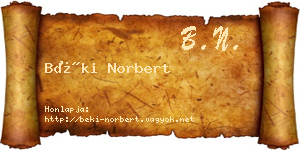 Béki Norbert névjegykártya