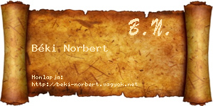 Béki Norbert névjegykártya